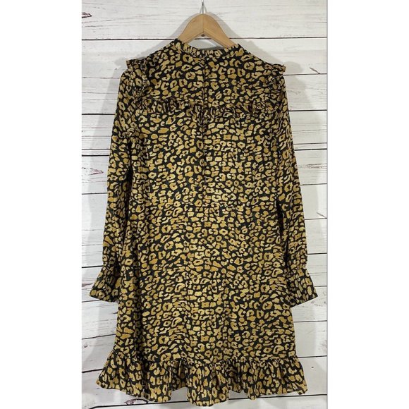 Who What Wear Womans Dress Size Medium Cheetah Ruffle Modest Cottagecore Spring - Picture 3 of 11